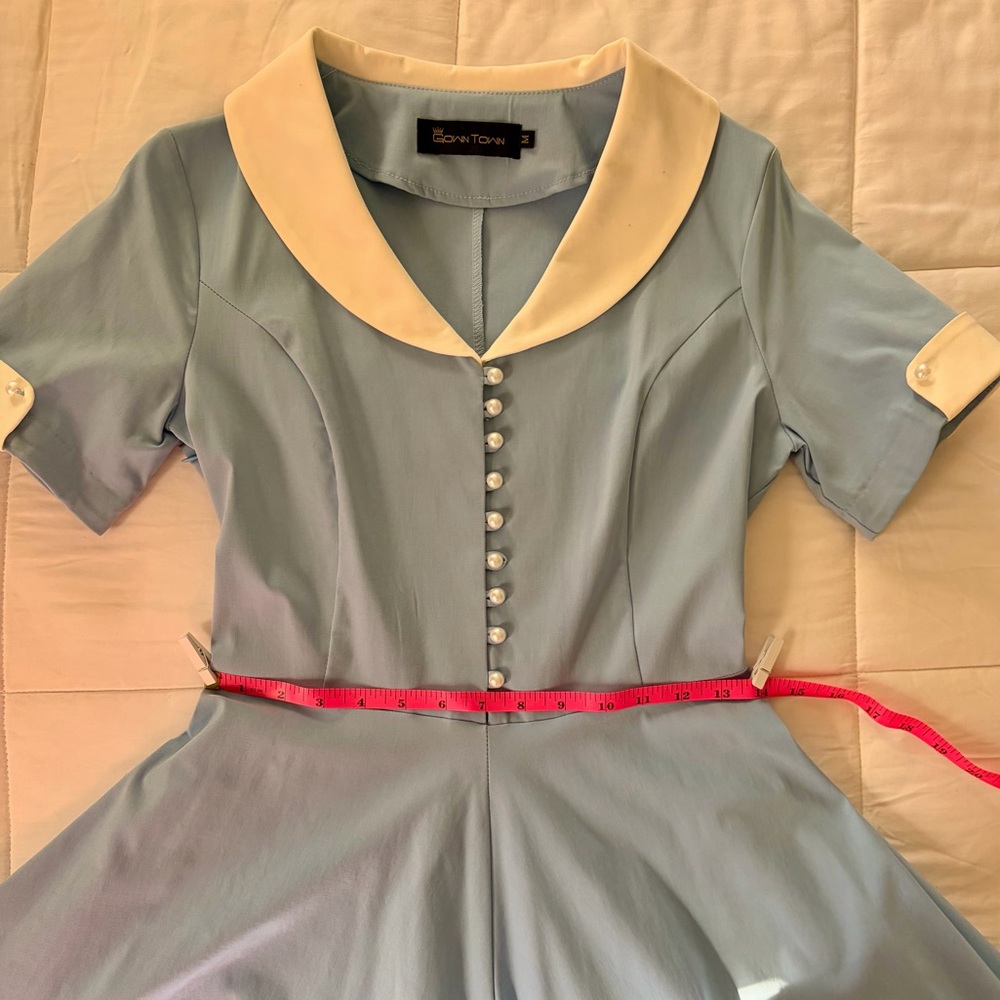 Classic Blue A-Line Dress with White Collar - Picture 4 of 4
